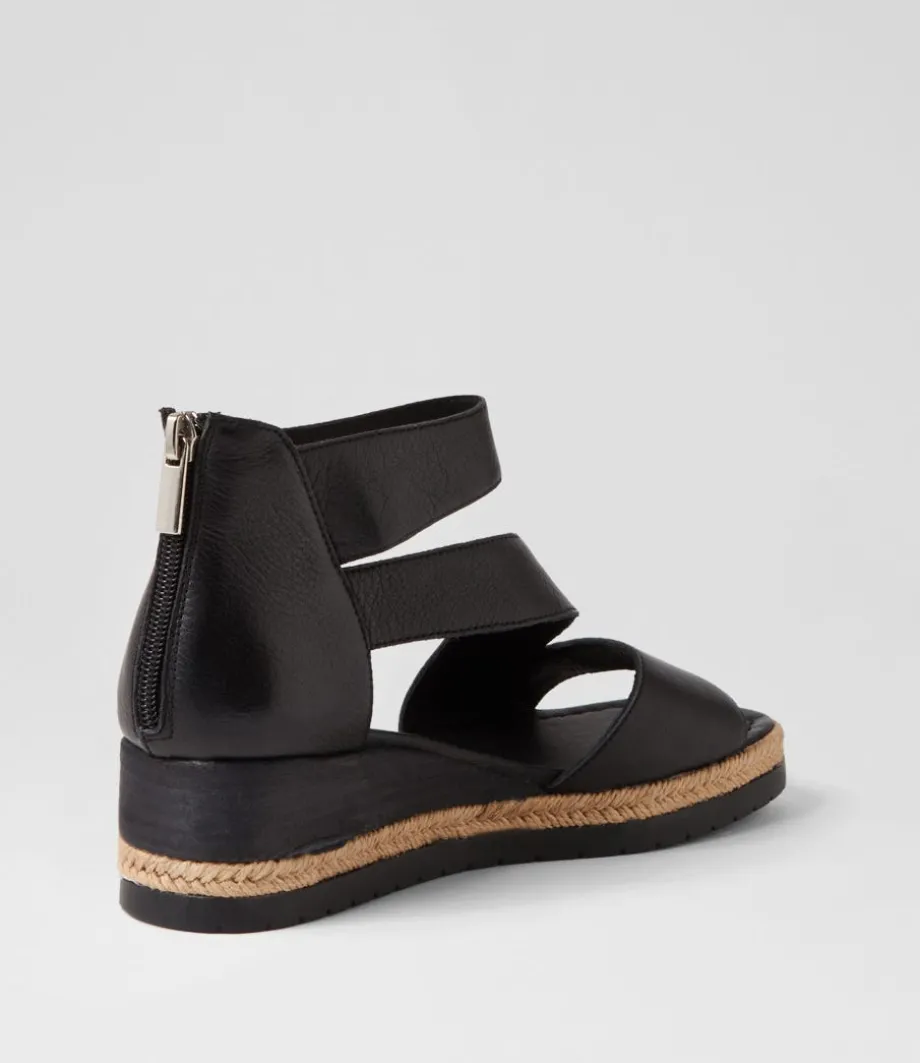 Ismet Black Leather Espadrilles