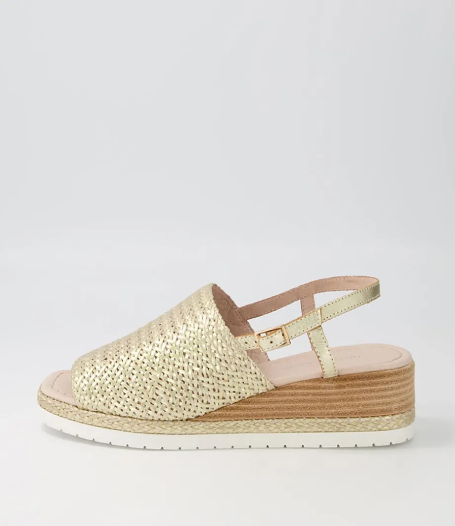 Issah Old Gold Weave Leather Espadrilles