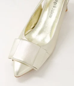 Itzel Pale Gold Leather Heels