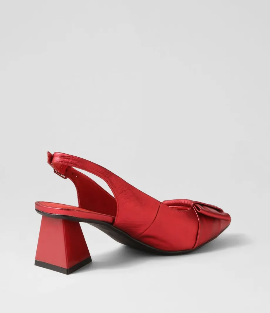 Itzel Red Satin Leather Heels