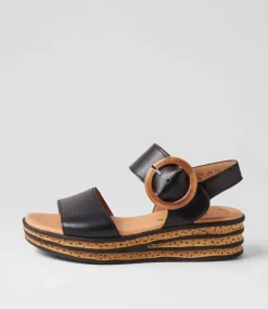 Jale Schwarz Leather Sandals
