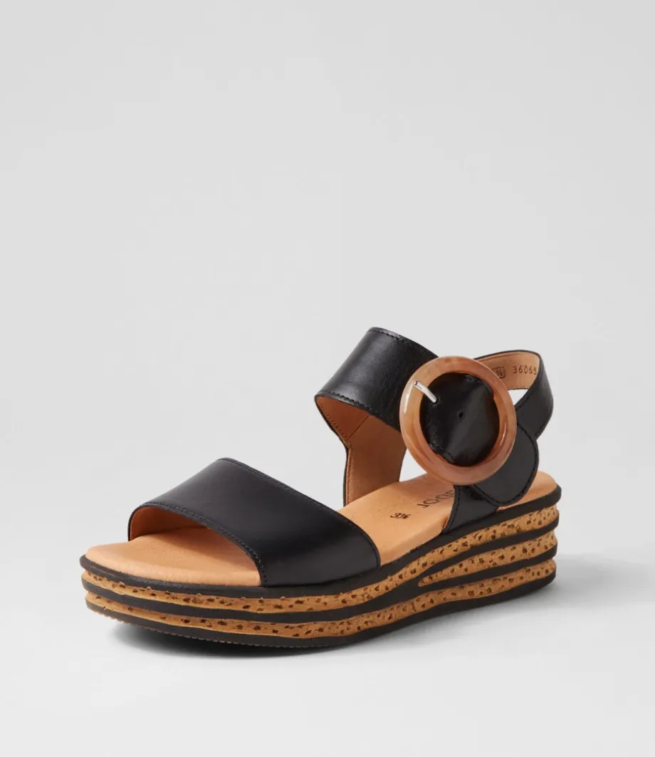 Jale Schwarz Leather Sandals