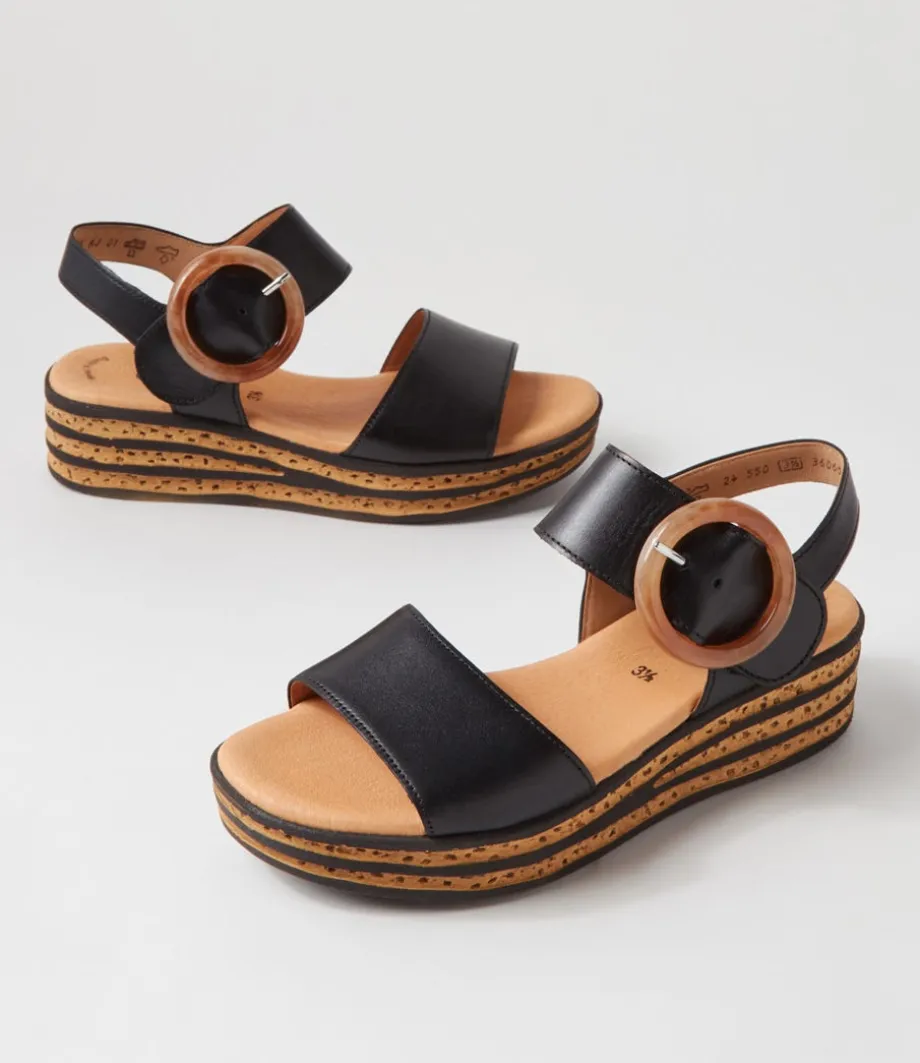 Jale Schwarz Leather Sandals