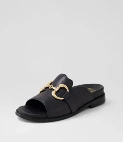 Jekkela W Black Leather Slides