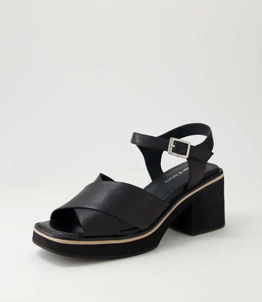 Jemi Black Leather Sandals