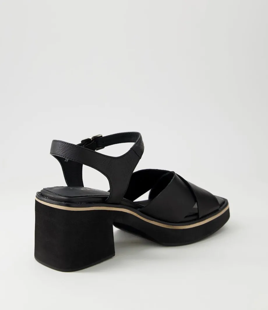Jemi Black Leather Sandals