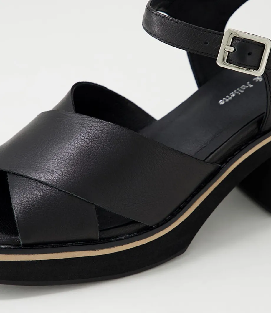 Jemi Black Leather Sandals