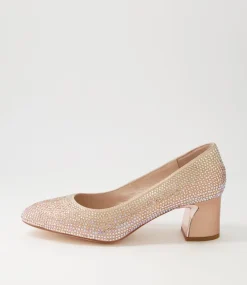 Jenice Rose Gold Petrol Leather Heels