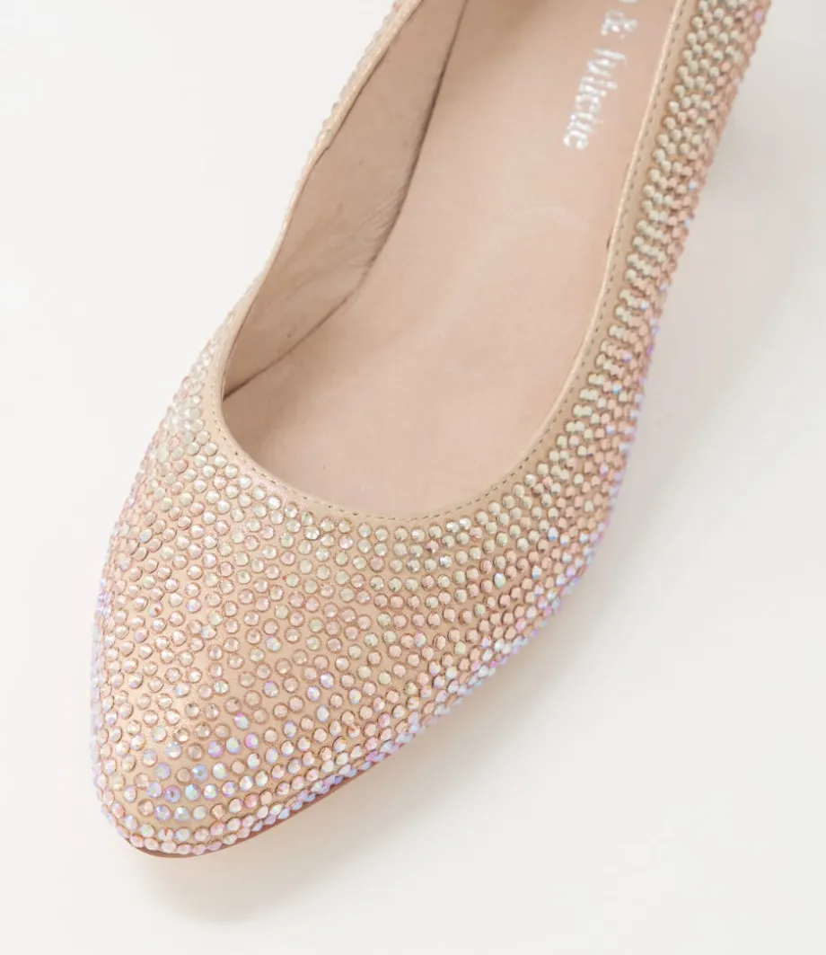 Jenice Rose Gold Petrol Leather Heels