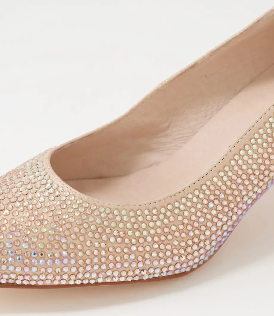 Jenice Rose Gold Petrol Leather Heels