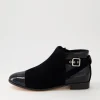 Jesie Black Patent Suede Ankle Boots