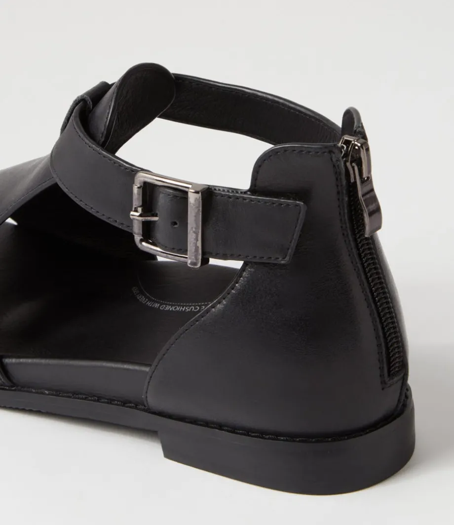 Jeskie W Black Leather Sandals