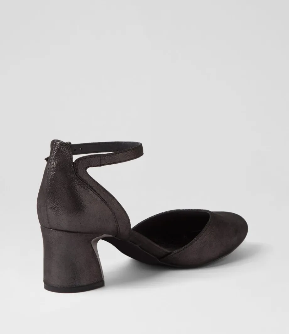 Jillie Black Shimmer Leather Heels