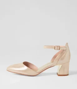 Jillie Nude Shimmer Leather Heels