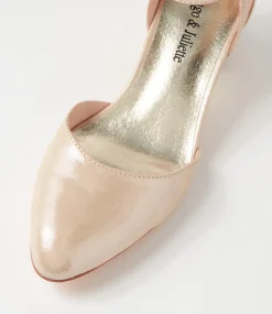 Jillie Nude Shimmer Leather Heels