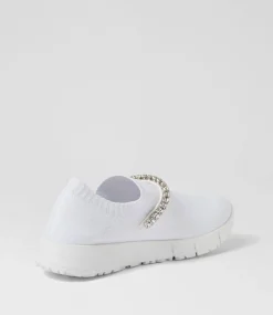 Jolo White Silver Trim Fabric Sneakers