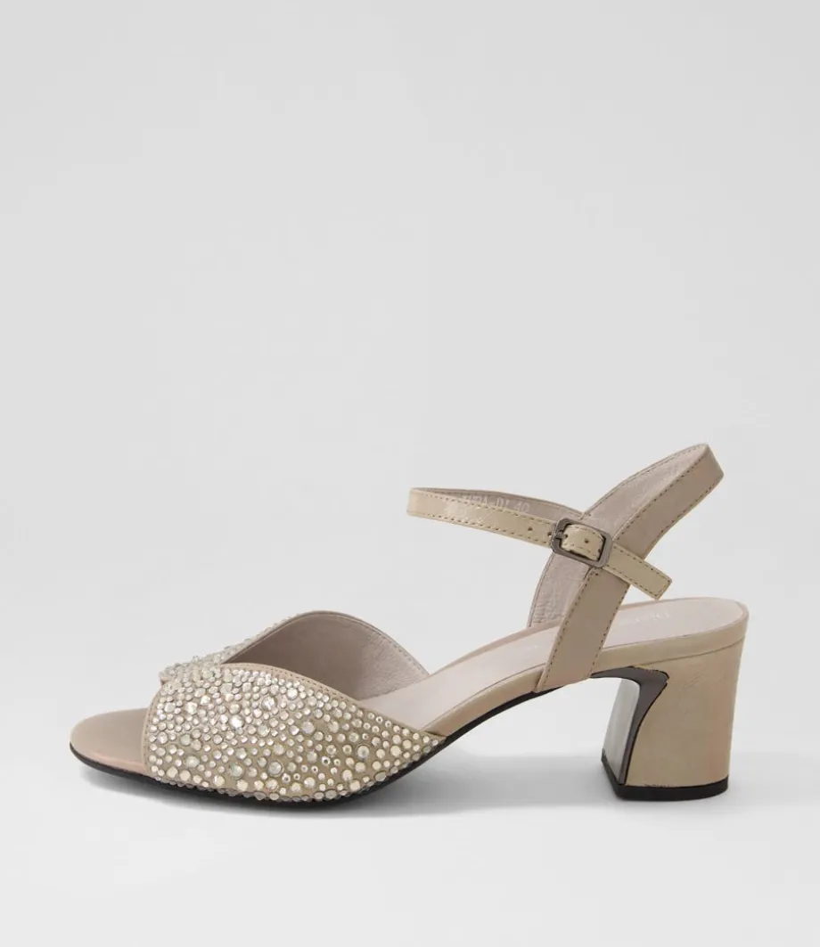 Juba Light Pewter Shimmer Leather Jewels Sandals