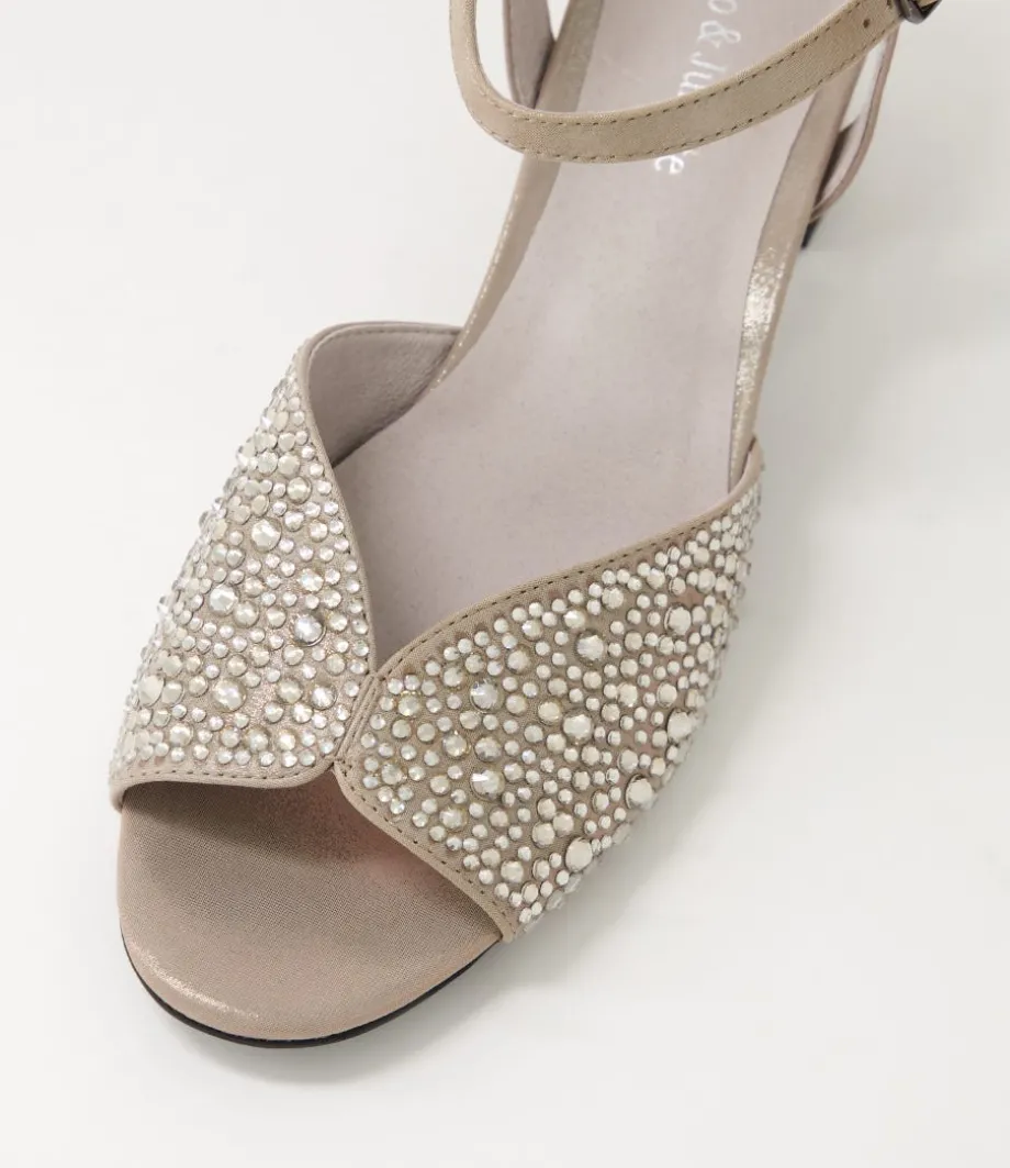 Juba Light Pewter Shimmer Leather Jewels Sandals