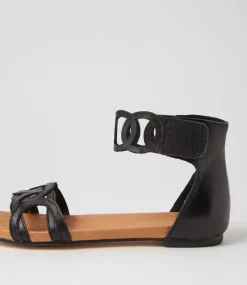 Jubu Black Leather Sandals