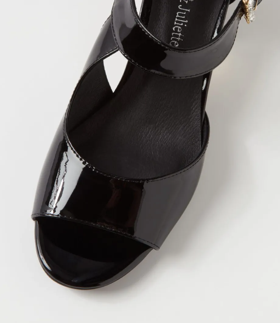 Juzy Black Patent Leather Sandals
