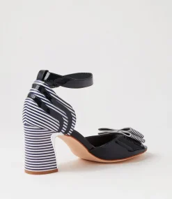 Kadmiel Navy Stripe Patent Leather Sandals