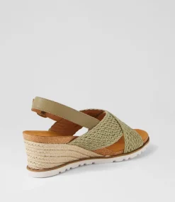 Kaeme W Khaki Weave Leather Sandals