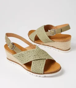 Kaeme W Khaki Weave Leather Sandals