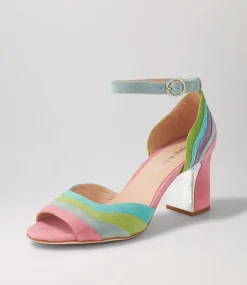 Kage Pastel Multi Suede Sandals