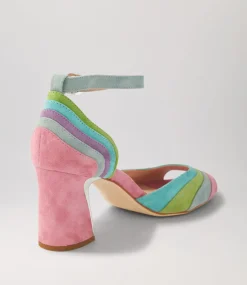 Kage Pastel Multi Suede Sandals
