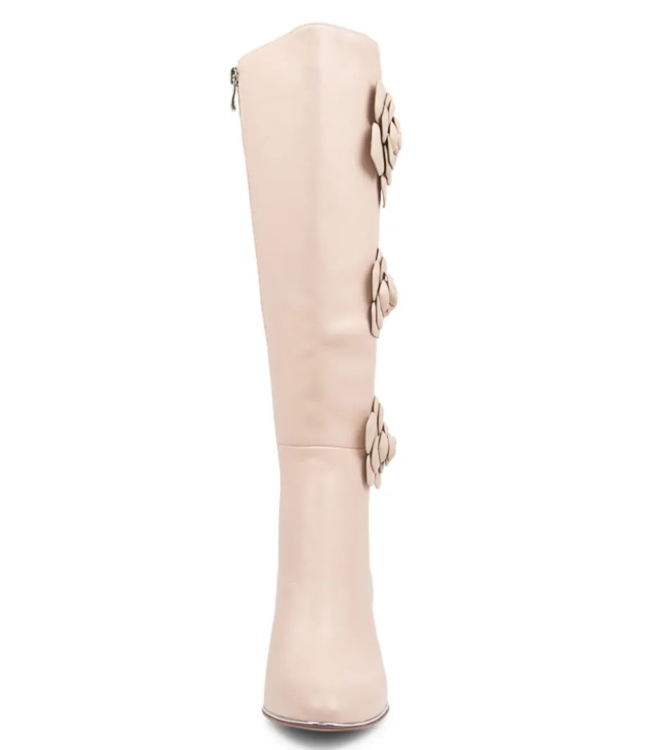 Kalen Nude Leather Knee High Boots