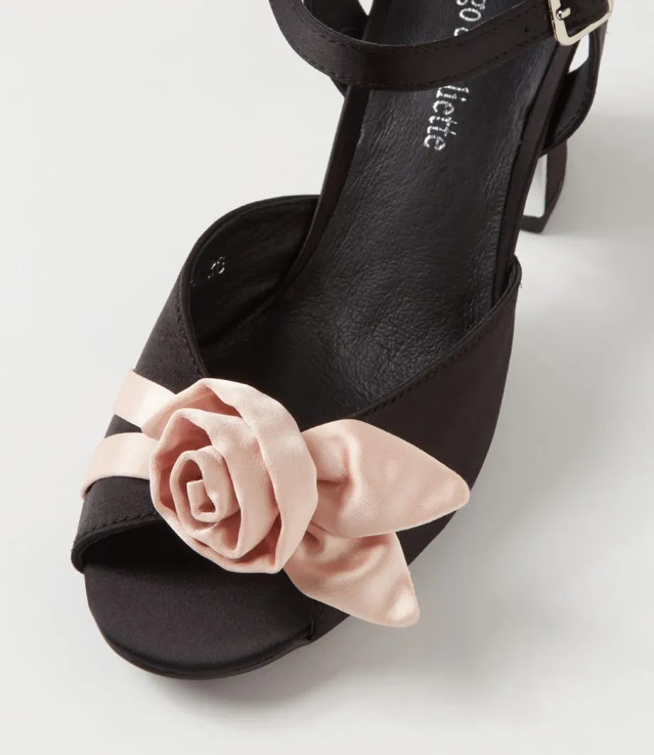 Kalice Black Nude Satin Sandals