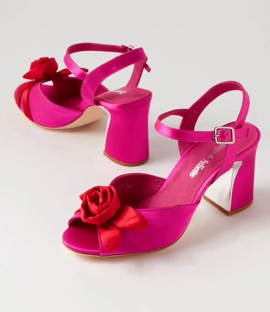 Kalice Hot Pink Red Satin Sandals