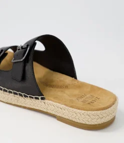 Kapila W Black Leather Espadrilles