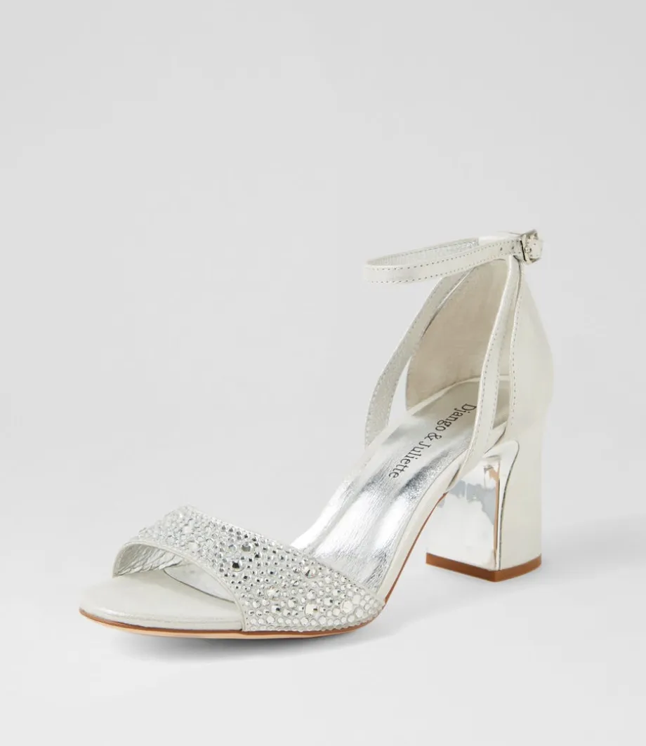 Kitta Silver Shimmer Leather Jewels Sandals