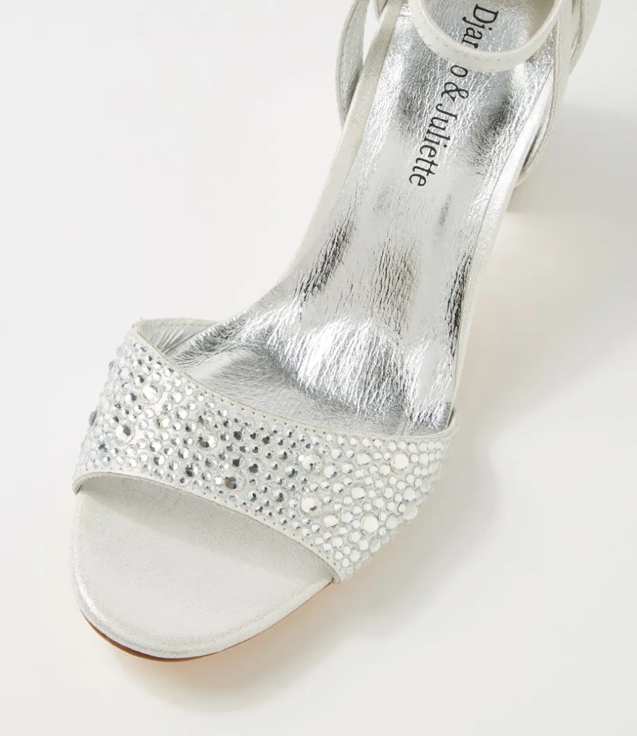 Kitta Silver Shimmer Leather Jewels Sandals