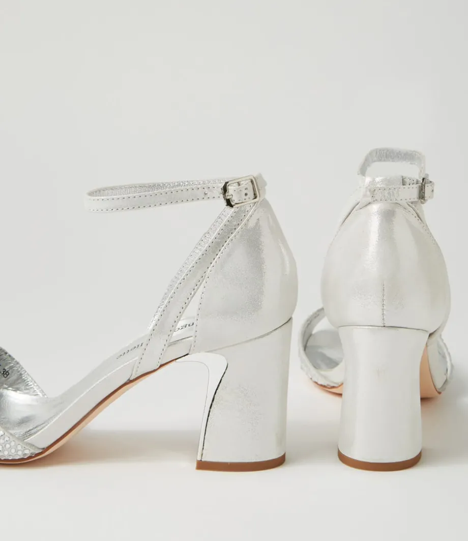 Kitta Silver Shimmer Leather Jewels Sandals