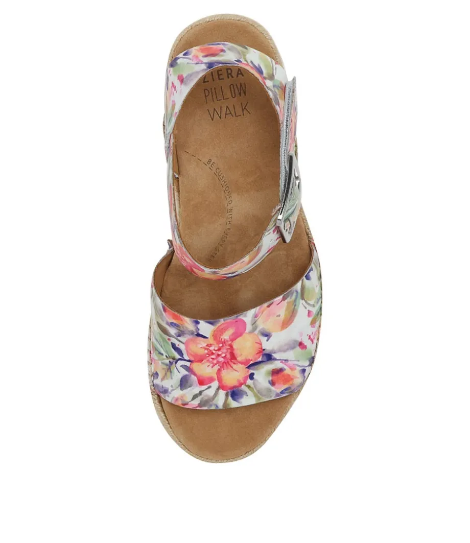 Kraig Xw Orange Floral Leather Sandals