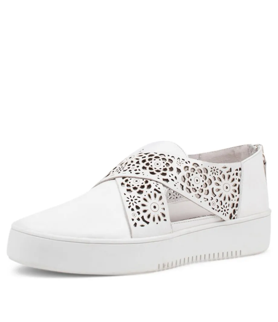Laddes White Leather Sneakers Ws