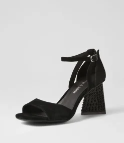 Laixi Black Suede Jewels Sandals