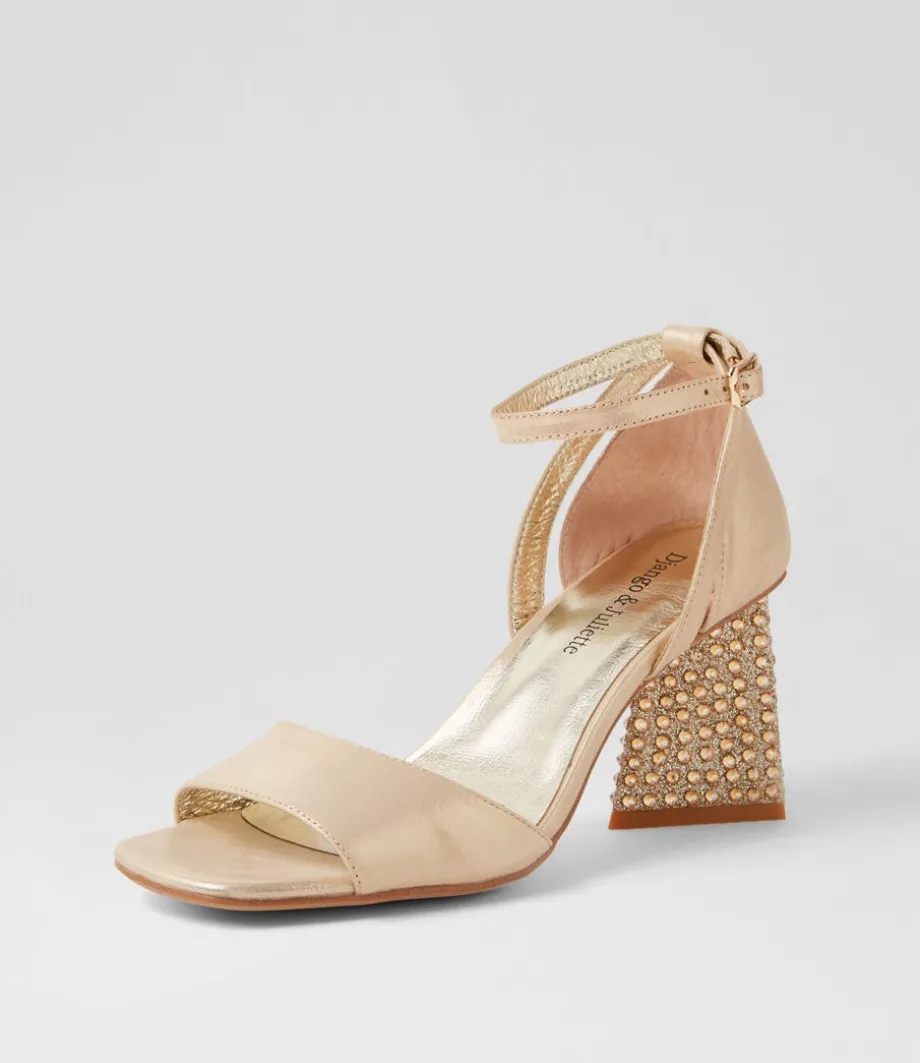 Laixi Gold Shimmer Leather Jewels Sandals