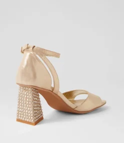 Laixi Gold Shimmer Leather Jewels Sandals