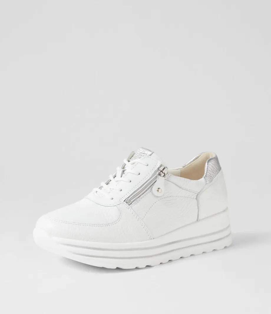 Lana Weiss Silber Leather Sneakers