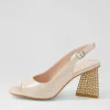 Lantos Nude Shimmer Leather Jewels Sandals