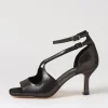 Lanyey Black Shimmer Leather Sandals