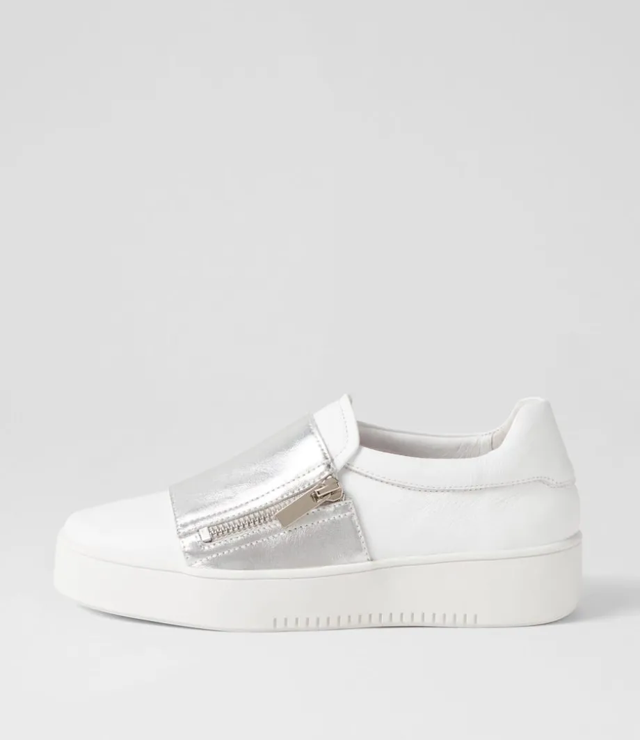 Laroon White Silver Leather Sneakers