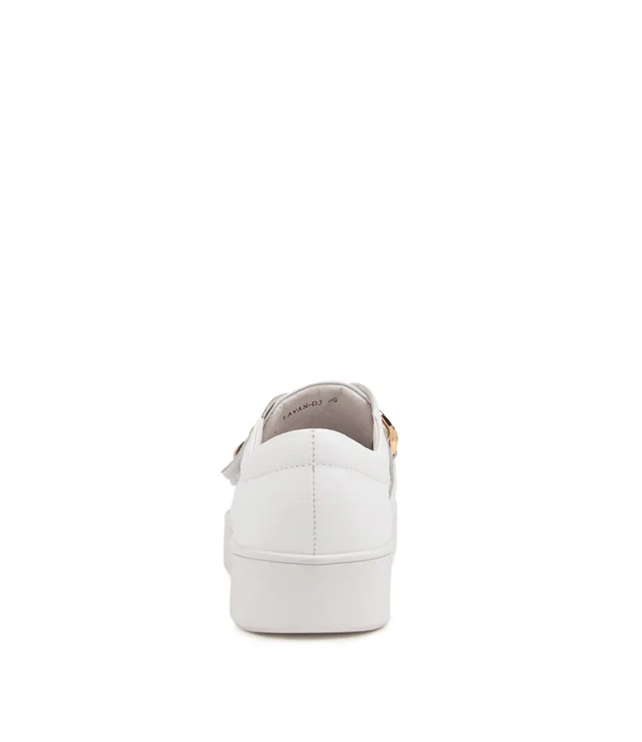 Layan White Leather Sneakers White Sole