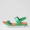 Leeka Emerald Shine Elastic Leather Sandals