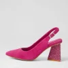 Lesnoy Fuchsia Suede Jewels Heels