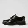 Lina Schwarz Patent Leather Lace Up Flats