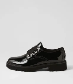 Lina Schwarz Patent Leather Lace Up Flats